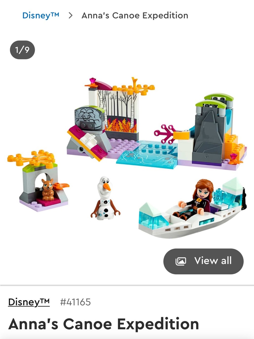Lego Disney Anna Canoe Playset with White, Purple, Light Blue and Orange Accents